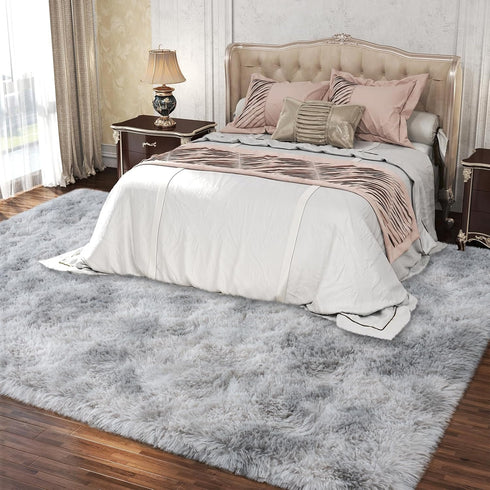 6x9 Dssimo Super Fluffy Area Rugs for Living Room, Modern Large Tie-dye Shag Grey Rug for Bedroom, Non-Slip Plush