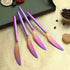 HOMQUEN Rainbow Dinner Knives, 4 Pieces, 9" Stainless Steel Modern Design with Colorful Titanium Plating