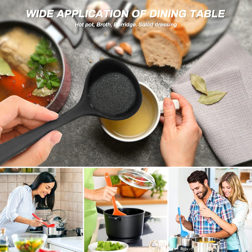 5 Pieces Silicone Ladles, Small Soup Ladle Spoon, Heat Resistant Kitchen Spoons for Cooking and Serving Sauce, Chili,