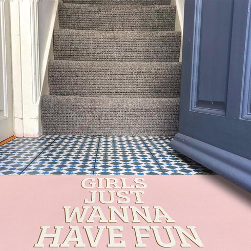 Pink Welcome Mat Bath Mats for Teen Girls, Front Door Mat for Home Kitchen Bathroom, 30 x 16 Inch