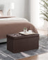 SONGMICS Folding Storage Ottoman Bench 30 Inches, Faux Leather, Brown, Footstool with Flipping Lid, ULSF45BR
