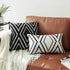 Set of 2 Black Pillow Covers 18 x 18 inches, Boho Aztec Polyester Blend Square Decorative Throw Pillow Covers