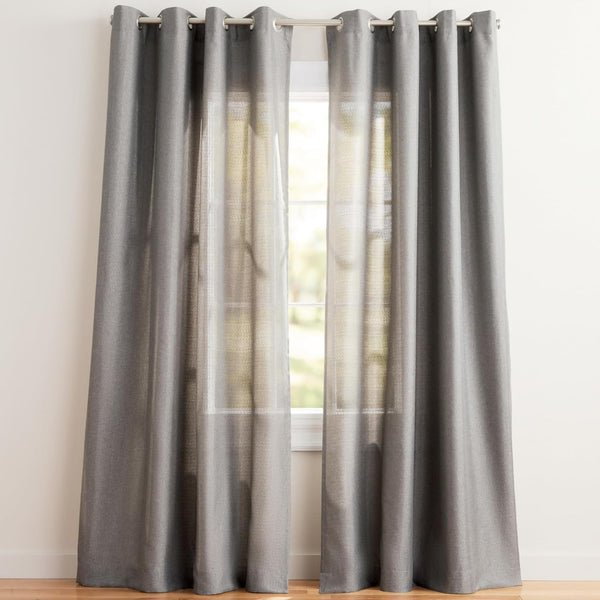 Exclusive Home Loha Linen Grommet Top Curtain Panel Pair, 54"x84", Black Pearl