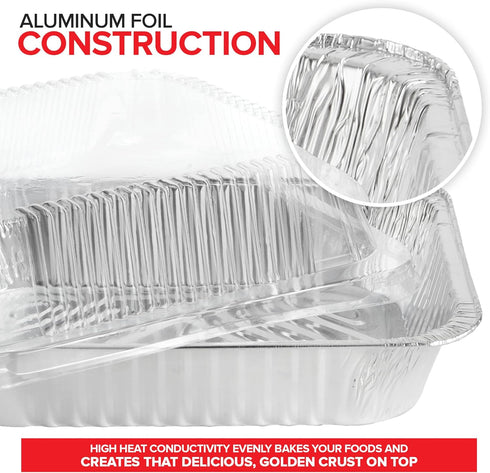 Stock Your Home 9x13 Disposable Baking Pan with Lid, Heavy Duty Aluminum Cake Pans for Lasagna and Casserole (10 Pack)