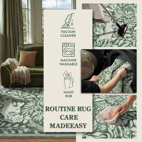 3x5, Lahome Nadine Rabbit Entryway Rug Soft Animal Washable Area Rug for Bedroom Nursery, Vintage Forest Woodland Print