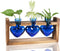 Kingbuy 3-Heart Plant Terrarium Kit with Vintage Wood Stand - Stained Glass