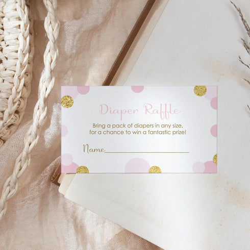 Pink and Gold Diaper Raffle Tickets - 25 Pack - Fun Baby Shower Game for Girls