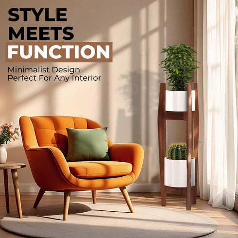 2-Tier (812), ROCCA Tall Plant Stand Indoor Adjustable Bamboo Plant Stand Wooden Corner Pedestal for Multiple Pots