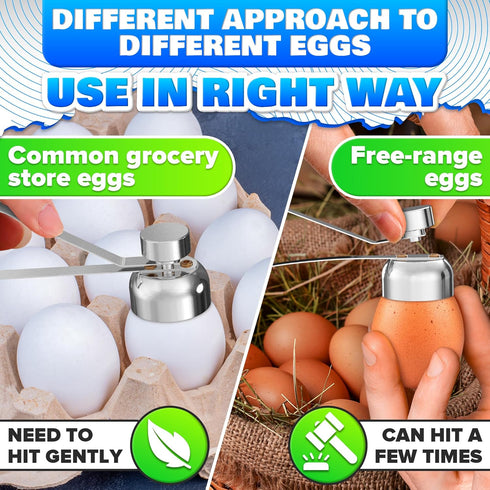 Egg Cracker Tool for Raw Eggs - Egg Shell Opener for Hard Boiled Eggs with Durable Stainless Steel Construction