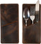 Set of 2 Rectangular Cutlery Sleeves, Utensils Place Setting, Silverware Holder, Full Grain Leather, Handmade, Bourbon