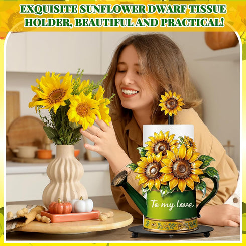 Countertop Summer Paper Towel Holder Kitchen Accessories Stand with Round Base Turtle Sunflower Gnome Bee Farmhouse