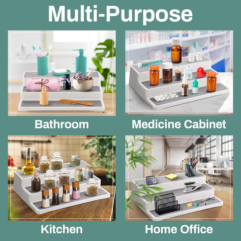 Home Intuition 3 Tier 14 inch Non-Skid Spice Rack for Kitchen Pantry Organizer