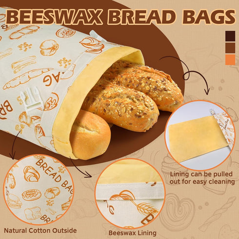 2-Pack 17 12 Sourdough Bread Bags for Homemade Bread, XL Reusable Beeswax Sourdough Storage Bags, Suitable for Keep