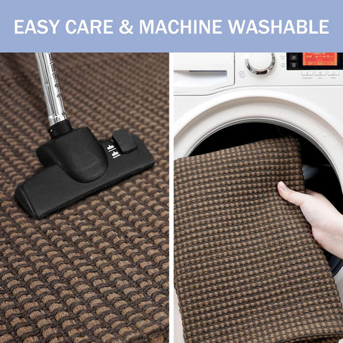 IOHOUZE 2'x3' Small Area Rug, Washable Boho Indoor Outdoor Doormat with Rubber Backing for Kitchen, Bathroom, Brown