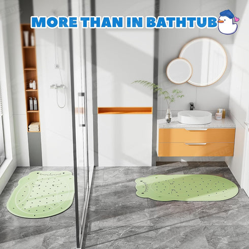 30"x18" 100+ UNEEDE Dinosaur Kids Bathtub Mat - Extra Thick Rubber Shower Mat for Toddlers, Bath Mat with Suction Cups