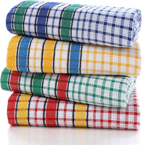 Large Kitchen Dish Towels, 16 Inch x 26 Inch Bulk Absorbent Cotton Towels, 4 Pack Colorful Tea/Bar Towels