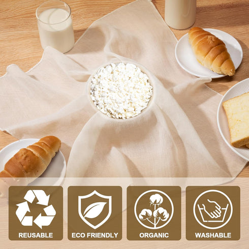 10PCS Cheese Cloths for Straining, 20x20 Inch Reusable Unbleached Cotton Cheesecloth for Cooking and Cheese Making