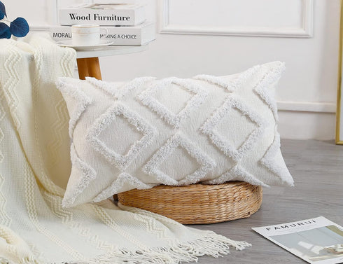 14 26,Plush NUYECY Diamond Pattern Long Pillow Covers x Chenille Decorative Long Lumbar Pillow Case Pillow Covers