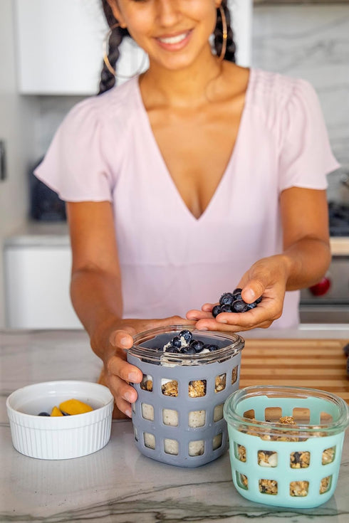 Ello Duraglass Meal Prep Container - Glass Food Storage with Silicone Sleeve and Airtight BPA-Free Lid