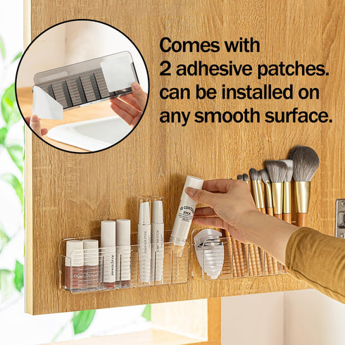 MORNITE Bathroom Medicine Cabinet Organizer Set - Clear Small Shelves Holder for Lipstick, Facial Masks, 2 Pcs Trays