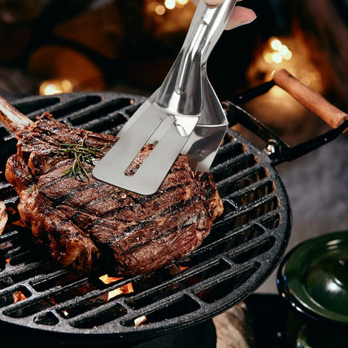 Steak Clamps, 3-in-1 Cooking Tong, Double Sided Spatula, 10 inch Multifunctional Stainless Steel