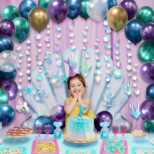 Cheerland Under the Sea Party Garlands, Iridescent Mermaid Birthday Decorations Balloon Garland for First Birthday