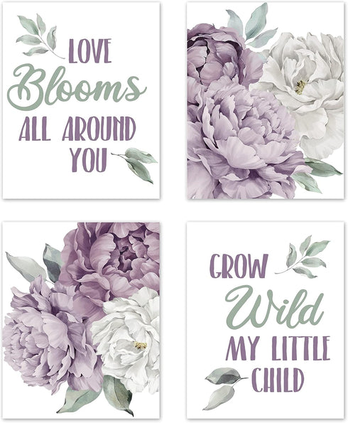 Sweet Jojo Designs Lavender Purple Boho Shabby Chic Floral Girl Wall Art