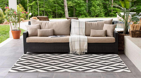 Unique Loom Napa Outdoor Collection Area Rug, Charcoal Gray/Ivory, 2' x 3' 1' Rectangle