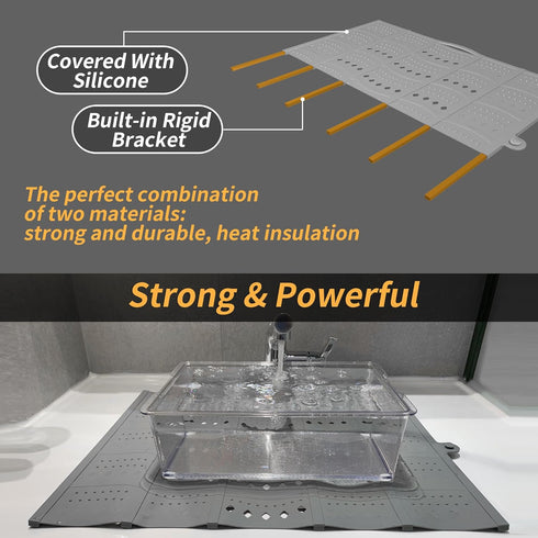 Bathroom Sink Top Cover Space Saver,Silicone Makeup Organizer Mat for Over Countertop,Small Bathroom Must Haves Accessories Rv Camper Travel Foldable Gadgets-Grey