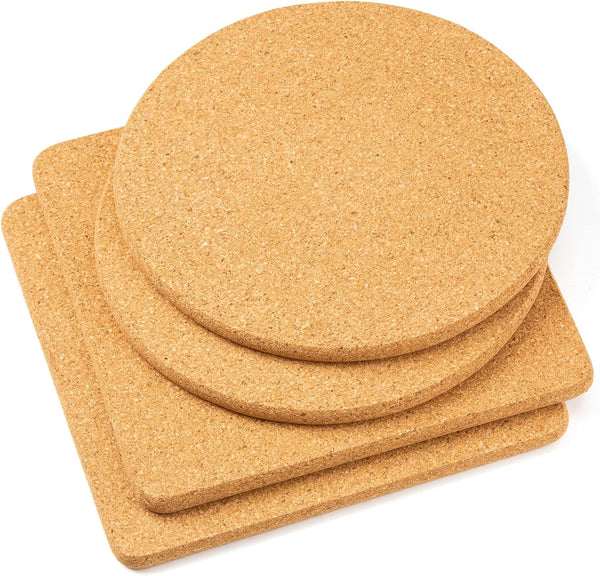 Cork Trivets for Hot Dishes - 4 Pack 8 Inch Heat Resistant Cork Board Hot Pads for Table and Countertop