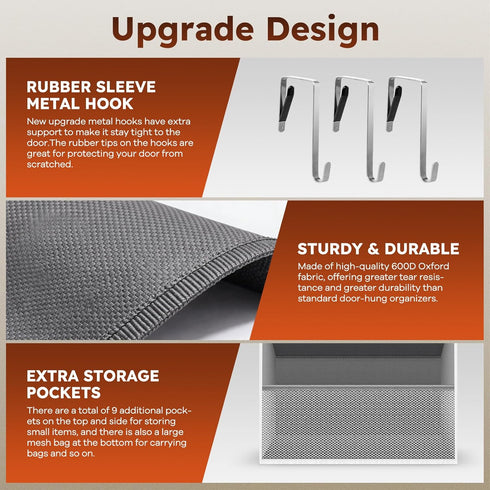 8 Closet, 16-24 Over The Door Shoe Organizer - Tier Hanging Shoe Organizer with Large Capacity Pockets, Shoe Organizer