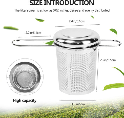 Tea Infuser, Stainless Steel Tea Steeper with Fine Mesh Filters, Large Capacity Strainer for Loose Leaf Tea
