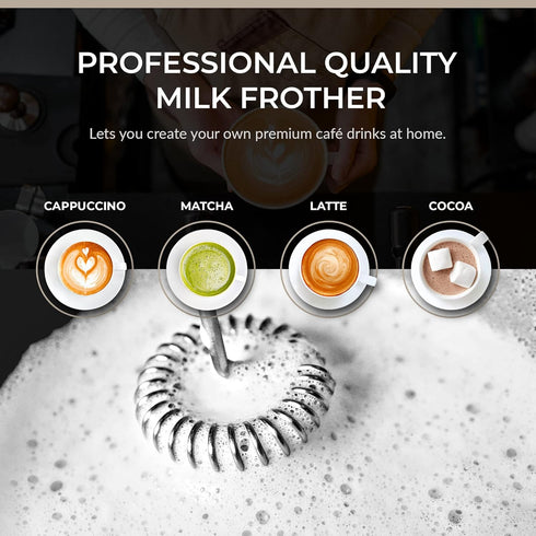 ChefWave Handheld Milk Frother with Stand (Black)