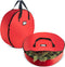 ZOBER Christmas Wreath Storage Container - 24 Inch Waterproof Box - Durable Handles, Dual Zippers & Card Slot - 2 Pk