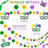 3 Pieces Pom Pom Garlands, Mardi Gras Decorations with Gold Purple Green Felt Ball Banners for Birthday Party