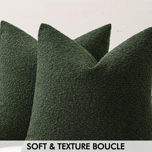 Pack 1 Decor,18x18 Inch MIULEE Textured Boucle Throw Pillow Cover Dark Green Accent Solid Lumbar Pillow Case Decorative