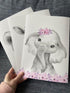 Set 3 (8x10) Safari Animals Baby Girls Nursery of Unframed Wall Art Prints, Gray Baby Animals with Pink Flowers, Child