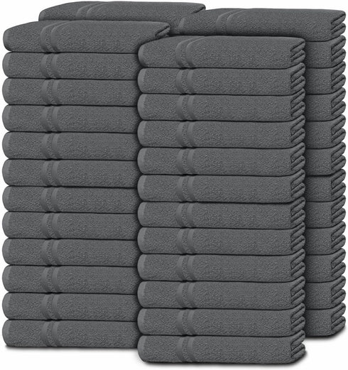Wealuxe Dark Gray Washcloths 48 Pack - 600 GSM 100% Ring-Spun Cotton