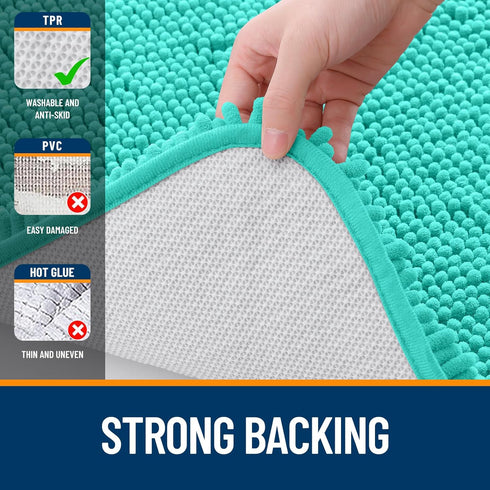OLANLY Teal Bathroom Rugs 36x24, Extra Soft Absorbent Chenille Bath Mats, Non-Slip, Quick Dry, Machine Washable for