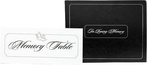 Funeral Memorial Book, Celebration of Life Guest Book with Bonus White Memory Table Sign Included