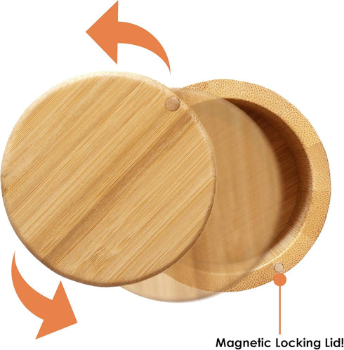 Totally Bamboo Triple Salt Cellar, 3 Tier Bamboo Kitchen Salt and Pepper Storage Box