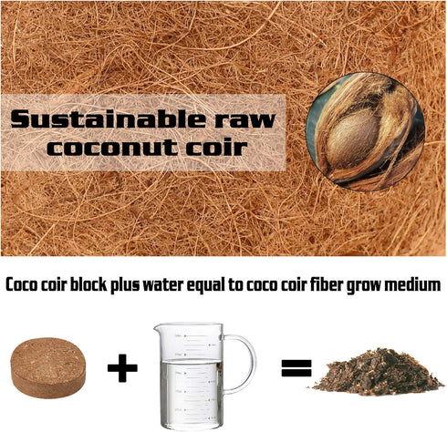 ZeeDix 50pcs Compressed Coco Coir Fiber, 50mm Potting Soil for Indoor and Outdoor Plants