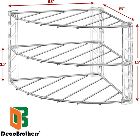 3-Tier Counter Deco Brothers and Cabinet Corner Shelf Organizer, Chrome