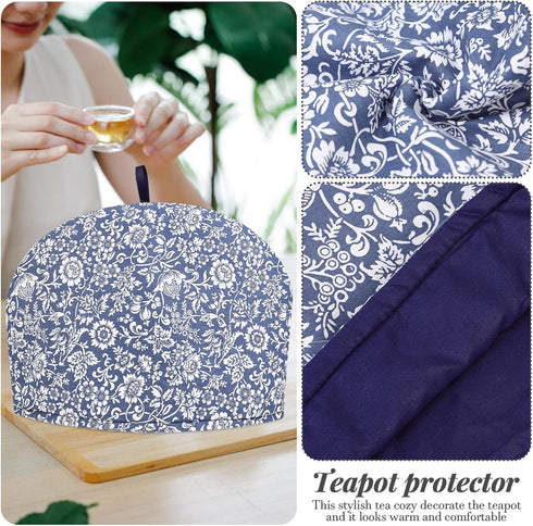 Operitacx Tea Cozy, Anti-Scald Cotton Vintage Floral Insulated Teapot Cover for Home Kitchen Hotel Restaurant
