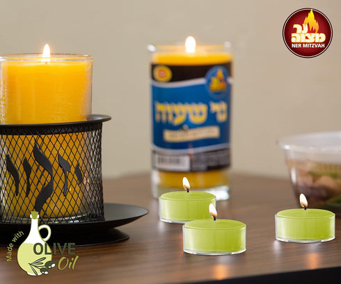Olive Oil Tea Light Candles - 40 Pack - Clear Cup Unscented Travel Decorative Candle