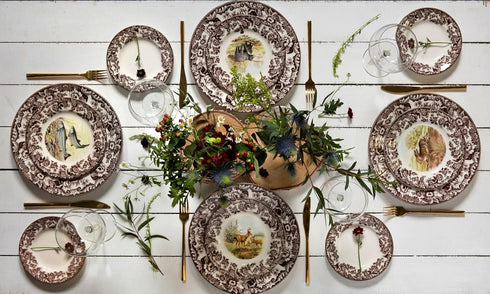Spode Woodland Dinner Plate, Fish | 10.5 Inch | Made in England from Fine Earthenware, Microwave Safe