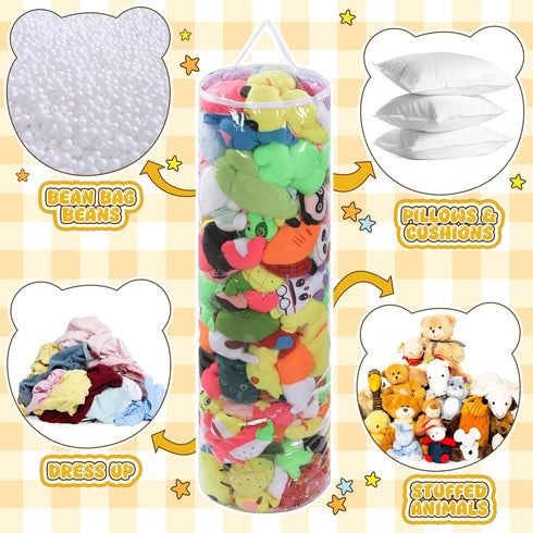 Box(47.2x13.8x13.8in) BALAPET Clear Stuffed Animal Bean Bag Cover for Kids,Waterproof PVC Storage Soft Stuff Animal