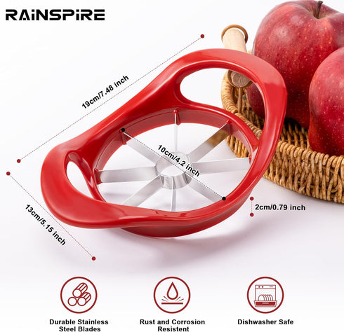 Rainspire 8 8 Apple Cutter Slices, Blade Apple Slicer and Corer, Apple Corer Tool with Stainless Steel Blades, Super