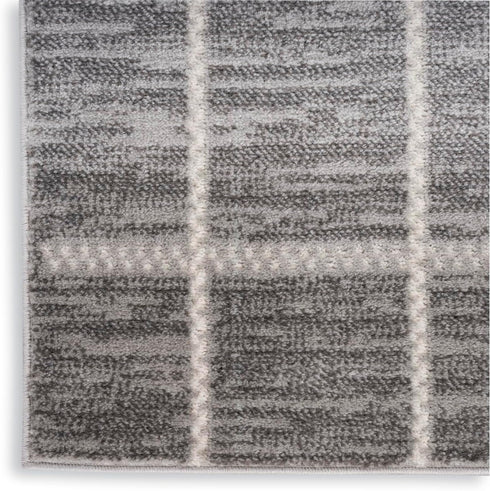Nourison Serenity Home Contemporary Area Rug, Grey Ivory 2'2" x 7'6", Easy-Cleaning for Bedroom & Living Room