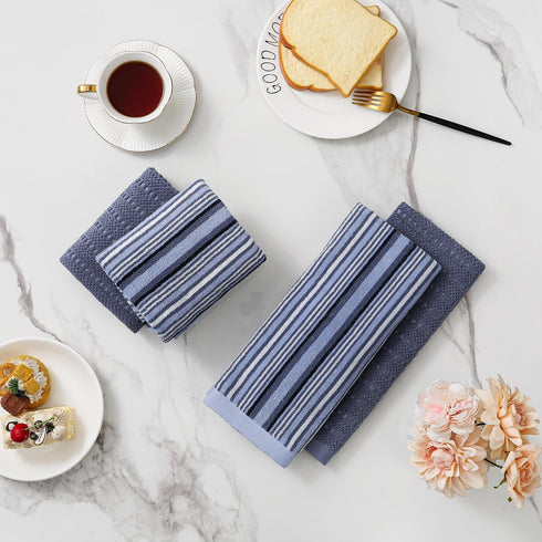 SALAS Sets 16" 26", 6 Packs, Kitchen Dish Towels for Drying Dishes, Large Cotton Kitchen Towels, Stripped Terry Dish